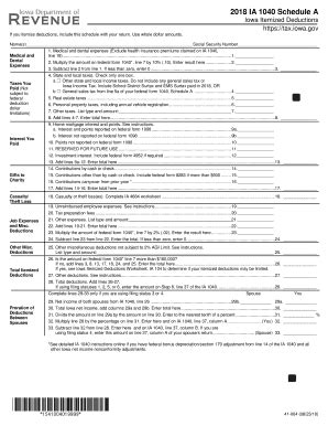 IA 1040 Schedule A 2018 - Fill and Sign Printable Template Online