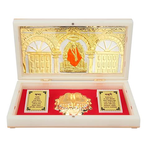 Buy Arnavira® Gold Plated Shirdi Sai Baba Photo Frame With Charan ...