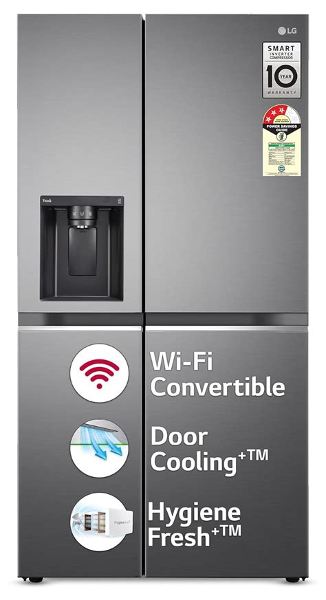 LG 630 L 3 Star Frost Free Smart Inverter Wi-Fi Double Door Side by Si ...