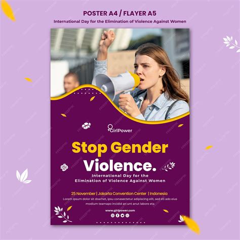 Poster template for elimination of violence against women | Free PSD