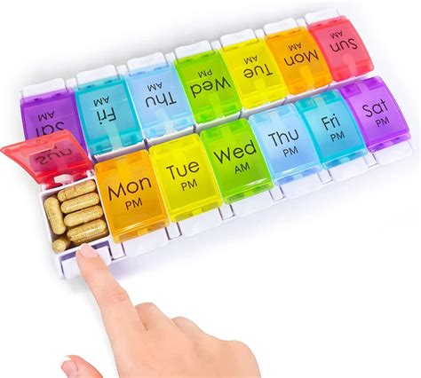 BluBasket Pill Organizer 2 Times a Day, Super Easy to Open AM PM Pill ...