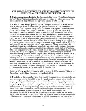 SOLE SOURCE JUSTIFICATION FOR SIMPLIFIED ACQUISITION UNDER THE TEST ...