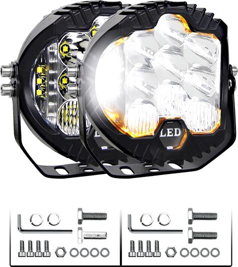 HEVIUOMS 5 Inch LED Light Pods, 200W 30000LM Side Shooter Round Light ...