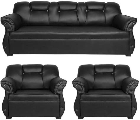 HOMESTOCK Leatherette 3 + 1 + 1 Black Sofa Set Price in India - Buy ...