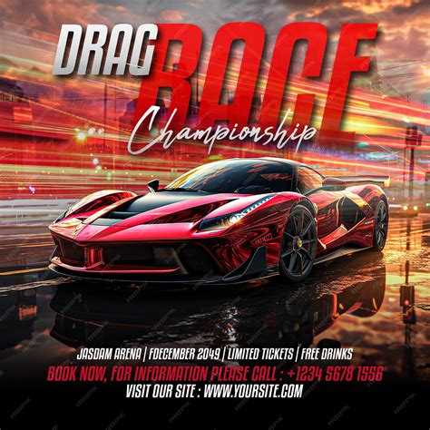 Drag race car exhibition auto show social media flyer templates ...