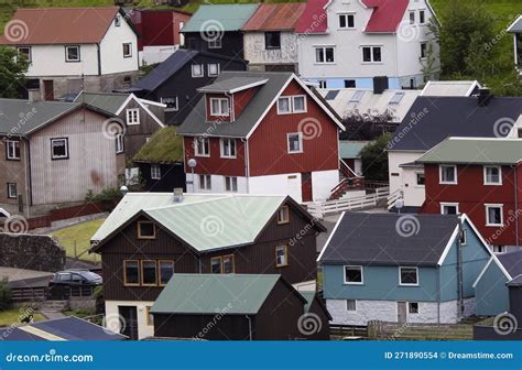 Population Typical Houses of Eysturoy, Faroe Islands, Denmark Stock Photo - Image of snowy ...