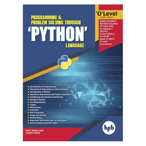 O Level Programming and Problem Solving Through Python Language |‎ BPB ...