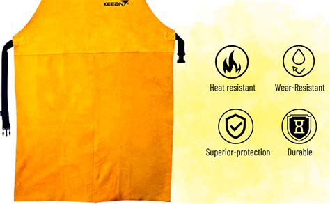 KEEAN Leather Apron Adjustable Men/Women Wear-Resistant Thicken Heat ...