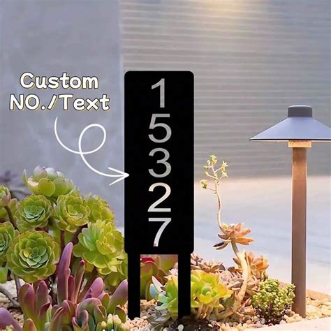 1PC Custom Metal Address Sign, Black Floor Mount Yard And Garden Stake ...