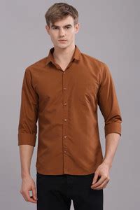 Uzmax Men Solid Formal Brown Shirt - Buy Uzmax Men Solid Formal Brown ...