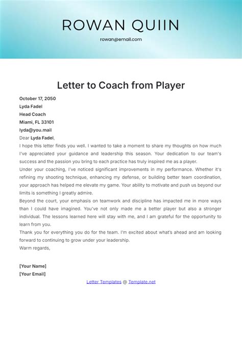 Free Coach Letter Templates, Editable and Printable