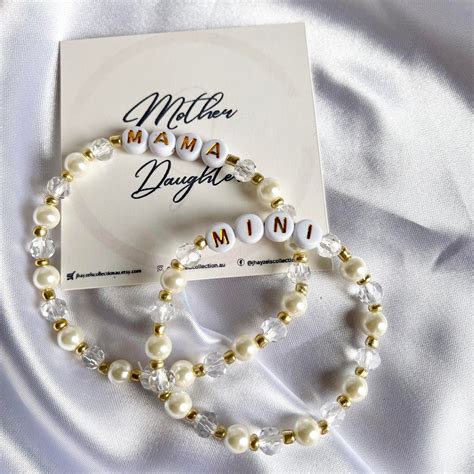 Mothers Day Bracelet Mama and Mini Bracelet Set Personalised - Etsy ...