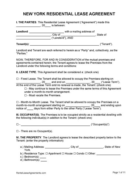 Free New York Residential Lease Agreement | PDF