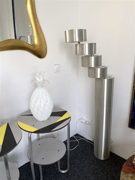 Space age floor lamp in stainless steel by Stilux Milano. Italy 1970 ...