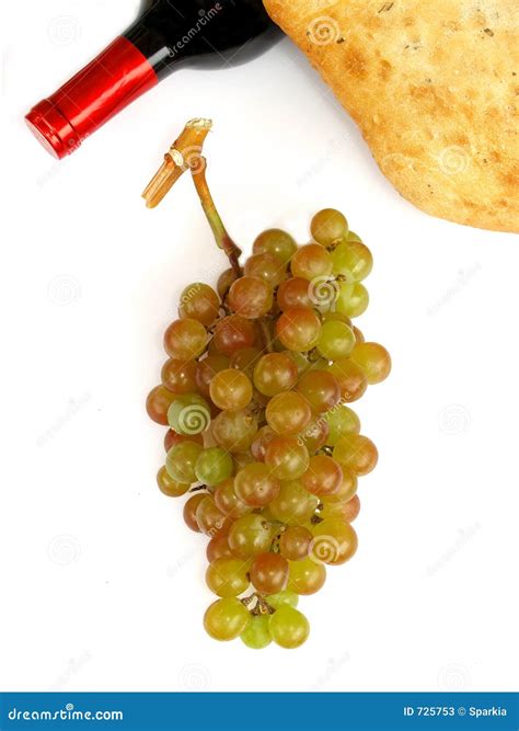 Muscat Grapes, Wine Bottle and Bread Stock Image - Image of nature ...