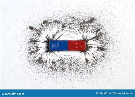 Red and Blue Bar Magnet or Physics Magnetic with Iron Powder Mag Stock ...