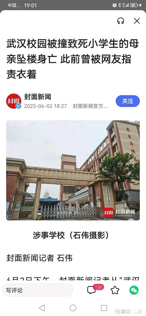 武汉校园被撞致死小学生的母亲坠楼身亡 此前曾被网友指责衣着(含视频)_手机新浪网