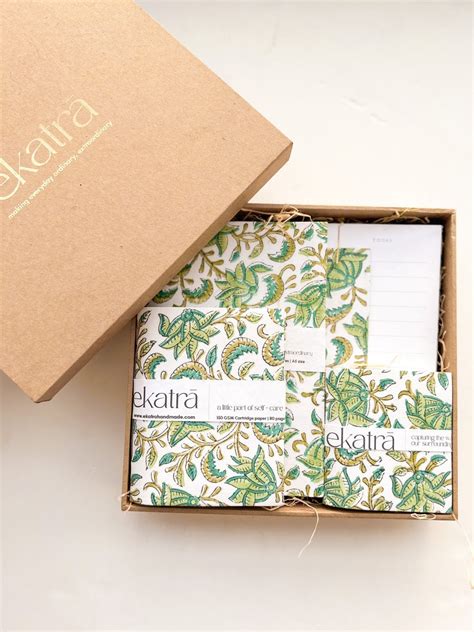 Personalized Stationery Loaded Gift Hamper by Ekatra - Green Floral ...