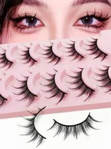 Asiteo 5 Pairs Manga Anime Lashes Natural Look Faux Mink Wispy Fluffy ...
