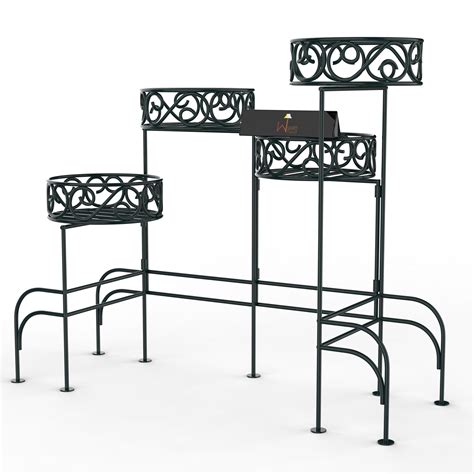 Buy Modern Design Four-Tier Planter Stand Wrought Iron (Black) Online ...