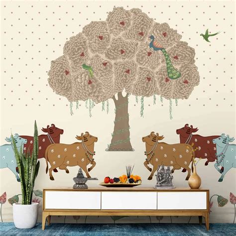 Sacred Grove Pichwai Room Wallpaper | Life n Colors