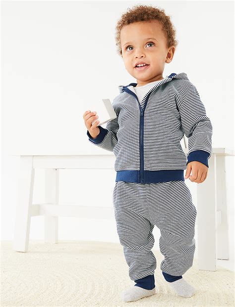 Buy Cotton Rich Striped Joggers (0-3 Yrs) at Marks & Spencer