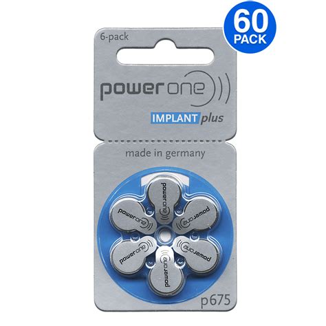 Buy 60 Powerone Mercury Free Hearing Aid Batteries Size: 675P Cochlear ...