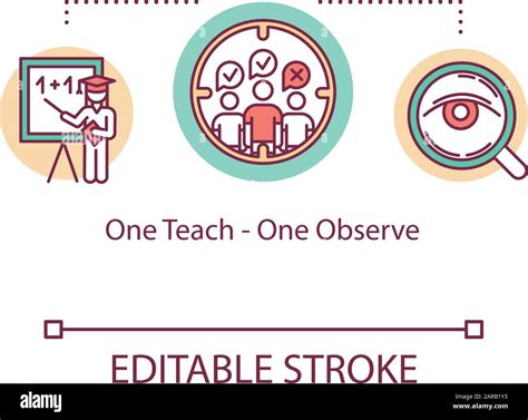 One teach - one observe concept icon. Co-teaching practise. Student ...