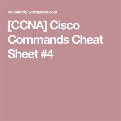 Image result for Cisco Usefull Command Cheat Sheet