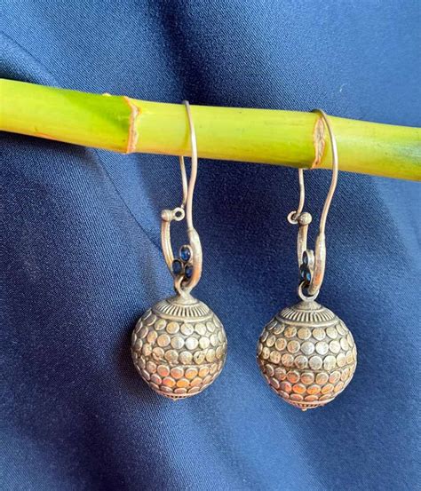 Blue Sphere Elegance Danglers | Silver Plated Earring