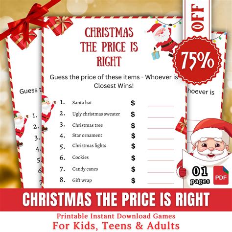 Christmas the price is right game christmas printable holiday party ...
