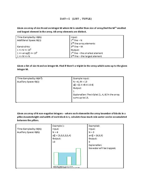 Assignment list - just chill - DAY 4 1 (LIST , TUPLE) Given an array of ...