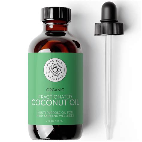 Pure Body Naturals Organic Fractionated Coconut Oil for Skin Hair Nails ...