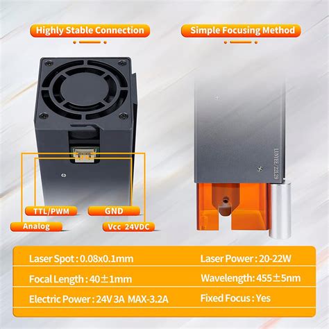 Buy LUNYEE 130W Laser Engraver Cutting Module True 20W 24V Optical ...