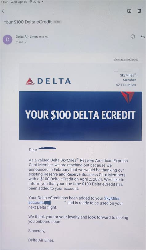 $100 ECredits, did you get yours? : r/delta