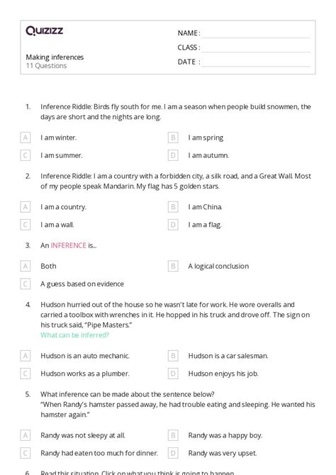 50+ Making Inferences in Nonfiction worksheets for 4th Class on Quizizz ...