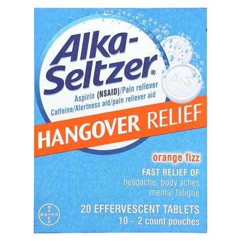 Alka-Seltzer, Hangover Relief, Orange Fizz, 10 Pouches, 2 Effervescent ...