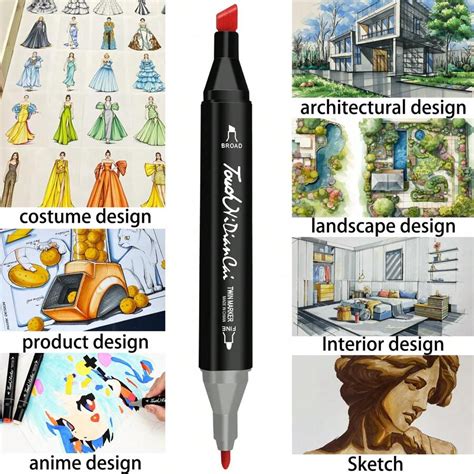 80 Cores Marcadores de Álcool de Ponta Dupla, Adequados para Colorir ...