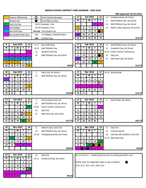 Sedalia School District 200 Calendar 25-26 Revised [PDF] - EduCounty