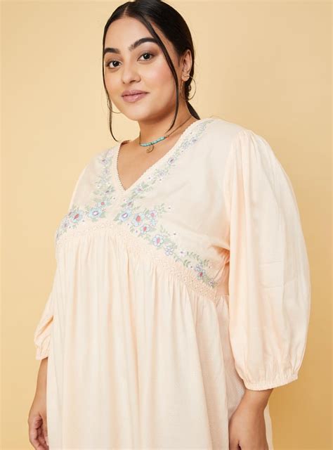 Buy Women Embroidered V-Neck Tunic Online at just Rs. 999.0 ...