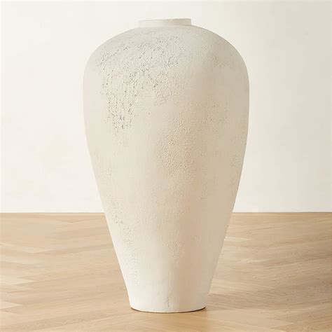 Rile Textured White Terracotta Floor Vase 31" + Reviews | CB2