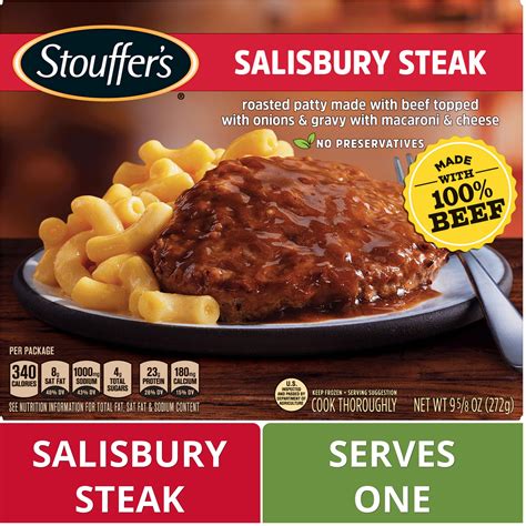 Stouffer's Salisbury Steak Individual Frozen Meal, 9.6 oz (Frozen ...