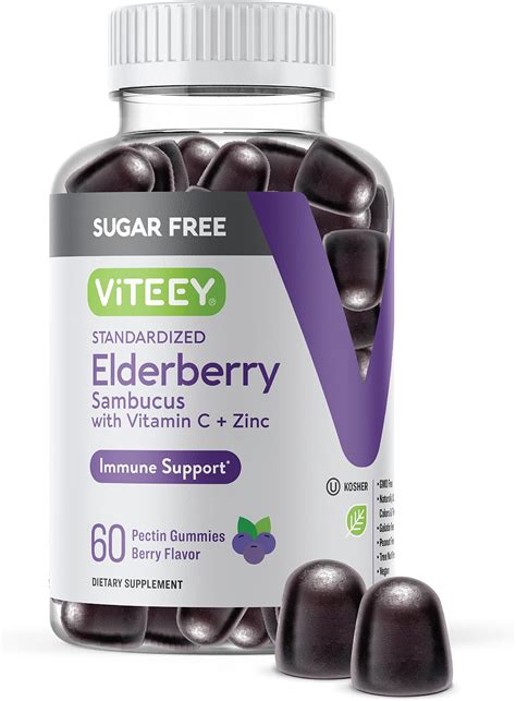 Amazon.com: Sambucus Black Elderberry Sugar Free Gummies Plus Zinc ...