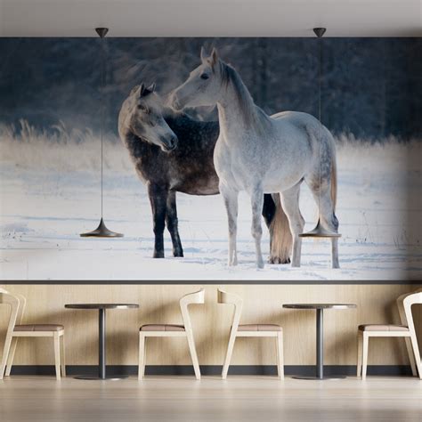 White Horses Split Art Wallpaper – Myindianthings