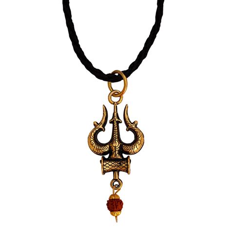 Sullery Lord Elegant Shiv Trishul Damaru Panchmukhi Rushrasha Bead Gold ...