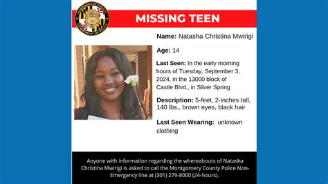 Police: 14-Year-Old Natasha Christina Mwirigi Missing Since September 3 ...