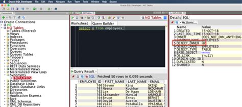 Image result for Oracle SQL Developer Inspect Tables
