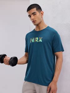 HRX by Hrithik Roshan Printed Men Round Neck Green T-Shirt - Buy HRX by ...
