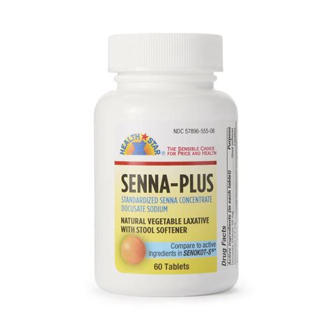 Health Star Senna Plus Tablets, 8.6-50 mg, 60 Count HSA/FSA Eligible ...