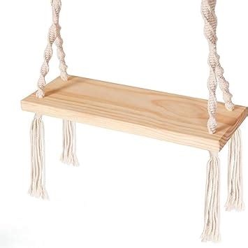 ecofynd 22 inches Macrame Wood Swing for Adults & Kids, Hanging Jhula ...